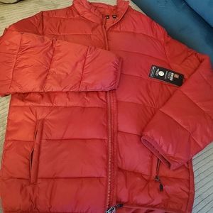 Men's winter red puffer jacket .